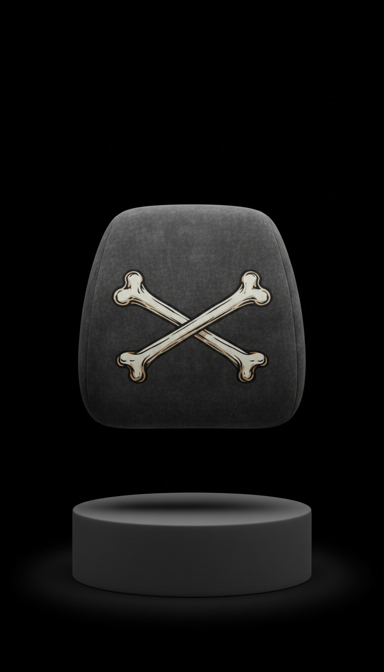 Phantom Grey Crossbones Headrest Cover